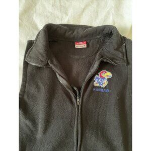 Kansas Jayhawks Colosseum Athletics Black Polar Fleece Vest Women M Embroidered